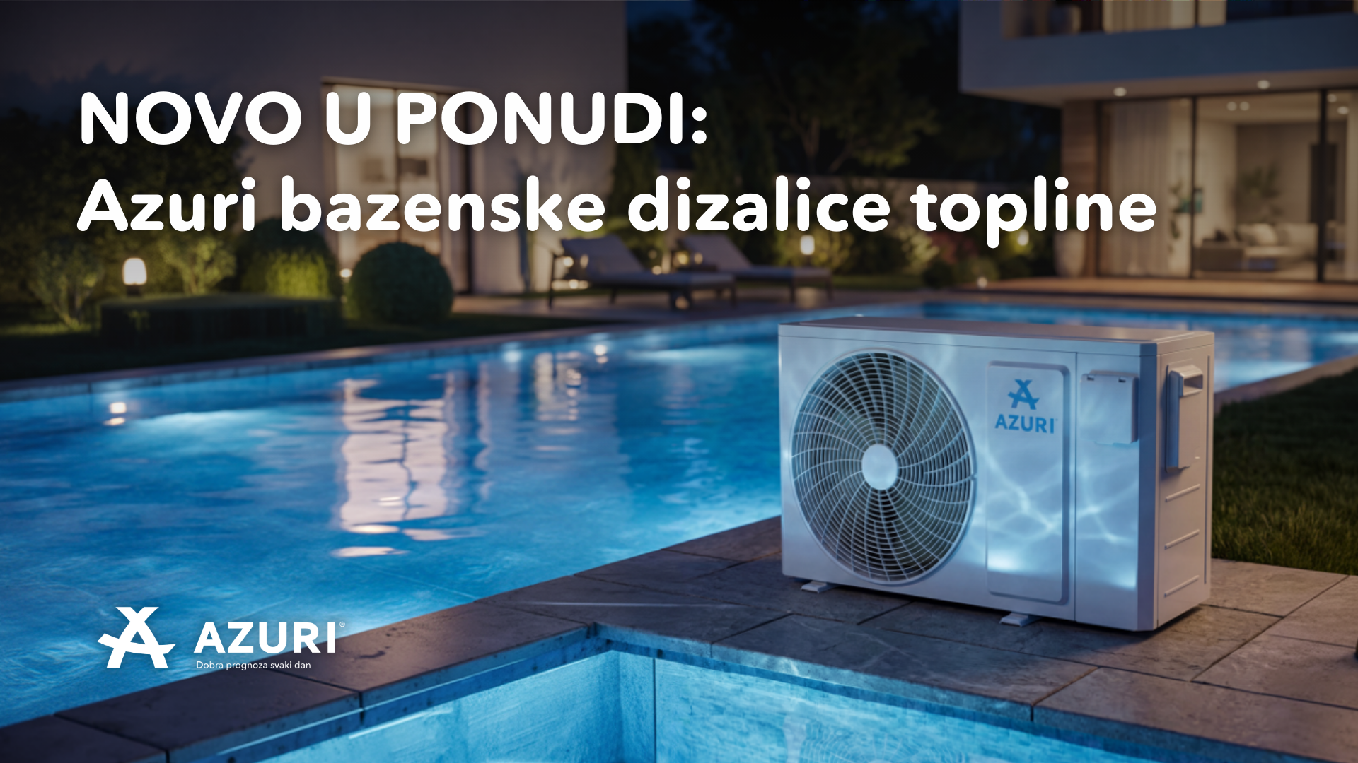 Dizalica topline za bazen Azuri 11,8 kW – do 75 m³ (R32, monoblok) - Slika 2