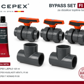 CEPEX PVC bypass komplet FI 50 za bazenske dizalice topline