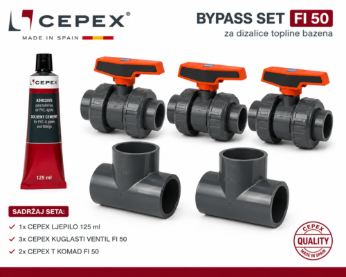 CEPEX PVC bypass komplet FI 50 za bazenske dizalice topline